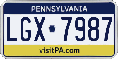 PA license plate LGX7987
