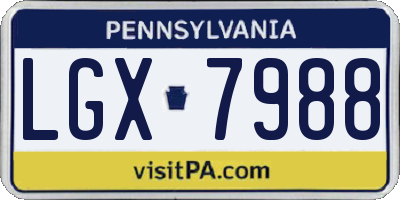 PA license plate LGX7988