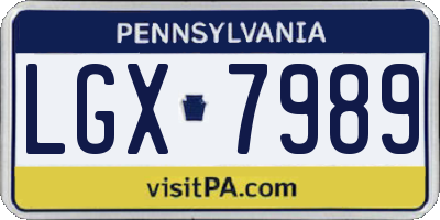 PA license plate LGX7989