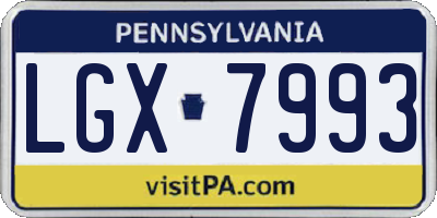 PA license plate LGX7993