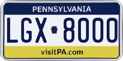 PA license plate LGX8000