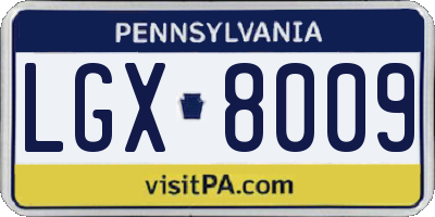 PA license plate LGX8009