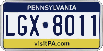 PA license plate LGX8011