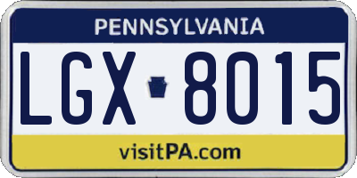 PA license plate LGX8015