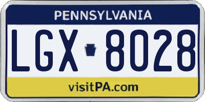 PA license plate LGX8028