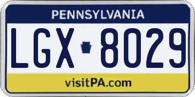 PA license plate LGX8029