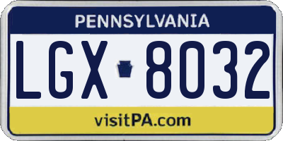 PA license plate LGX8032