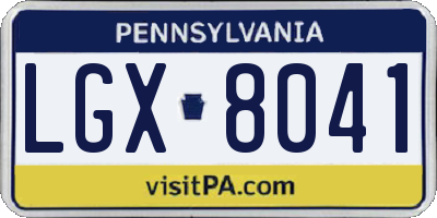 PA license plate LGX8041