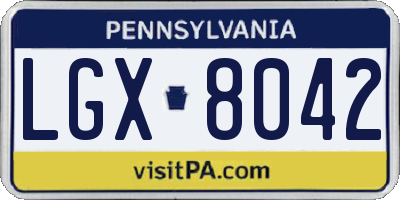 PA license plate LGX8042