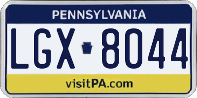 PA license plate LGX8044