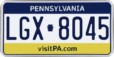 PA license plate LGX8045