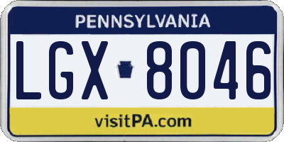 PA license plate LGX8046
