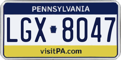 PA license plate LGX8047