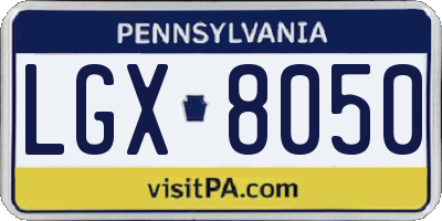 PA license plate LGX8050