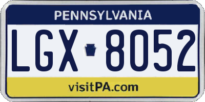 PA license plate LGX8052