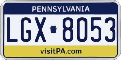 PA license plate LGX8053