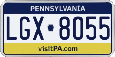 PA license plate LGX8055