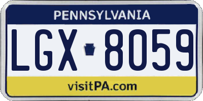 PA license plate LGX8059