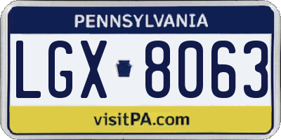 PA license plate LGX8063