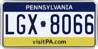 PA license plate LGX8066