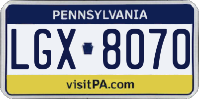 PA license plate LGX8070