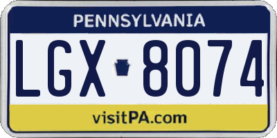 PA license plate LGX8074