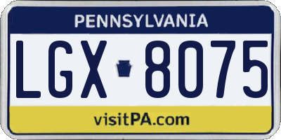 PA license plate LGX8075