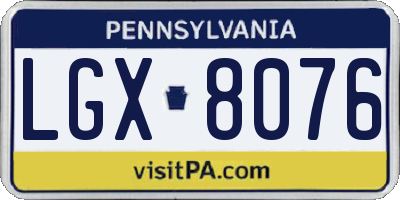 PA license plate LGX8076