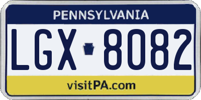 PA license plate LGX8082