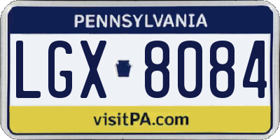 PA license plate LGX8084