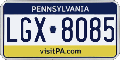 PA license plate LGX8085