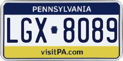 PA license plate LGX8089