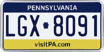 PA license plate LGX8091