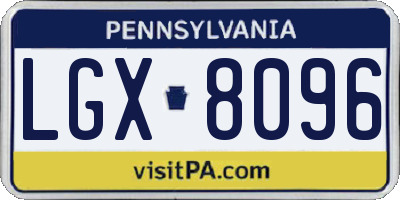 PA license plate LGX8096