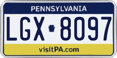 PA license plate LGX8097