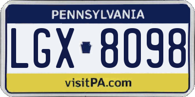 PA license plate LGX8098