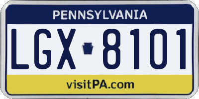 PA license plate LGX8101