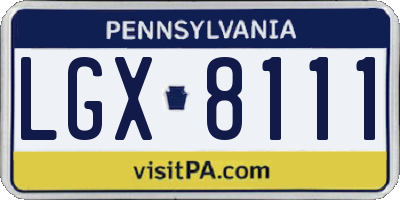 PA license plate LGX8111