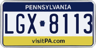 PA license plate LGX8113
