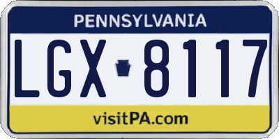 PA license plate LGX8117