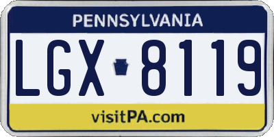 PA license plate LGX8119