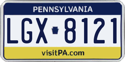 PA license plate LGX8121