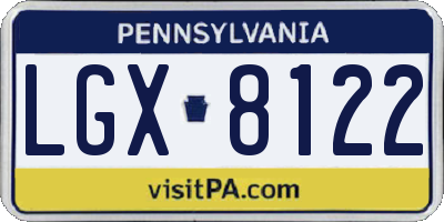 PA license plate LGX8122