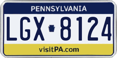 PA license plate LGX8124