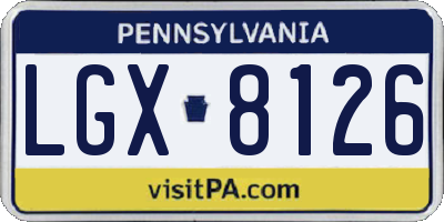 PA license plate LGX8126