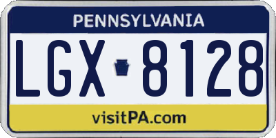 PA license plate LGX8128