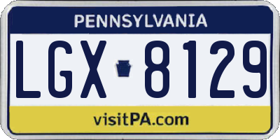 PA license plate LGX8129