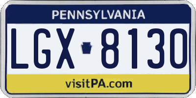 PA license plate LGX8130