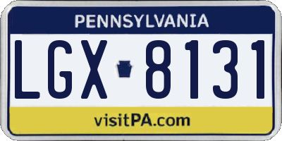 PA license plate LGX8131