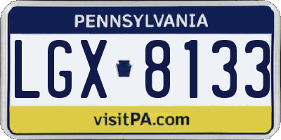 PA license plate LGX8133